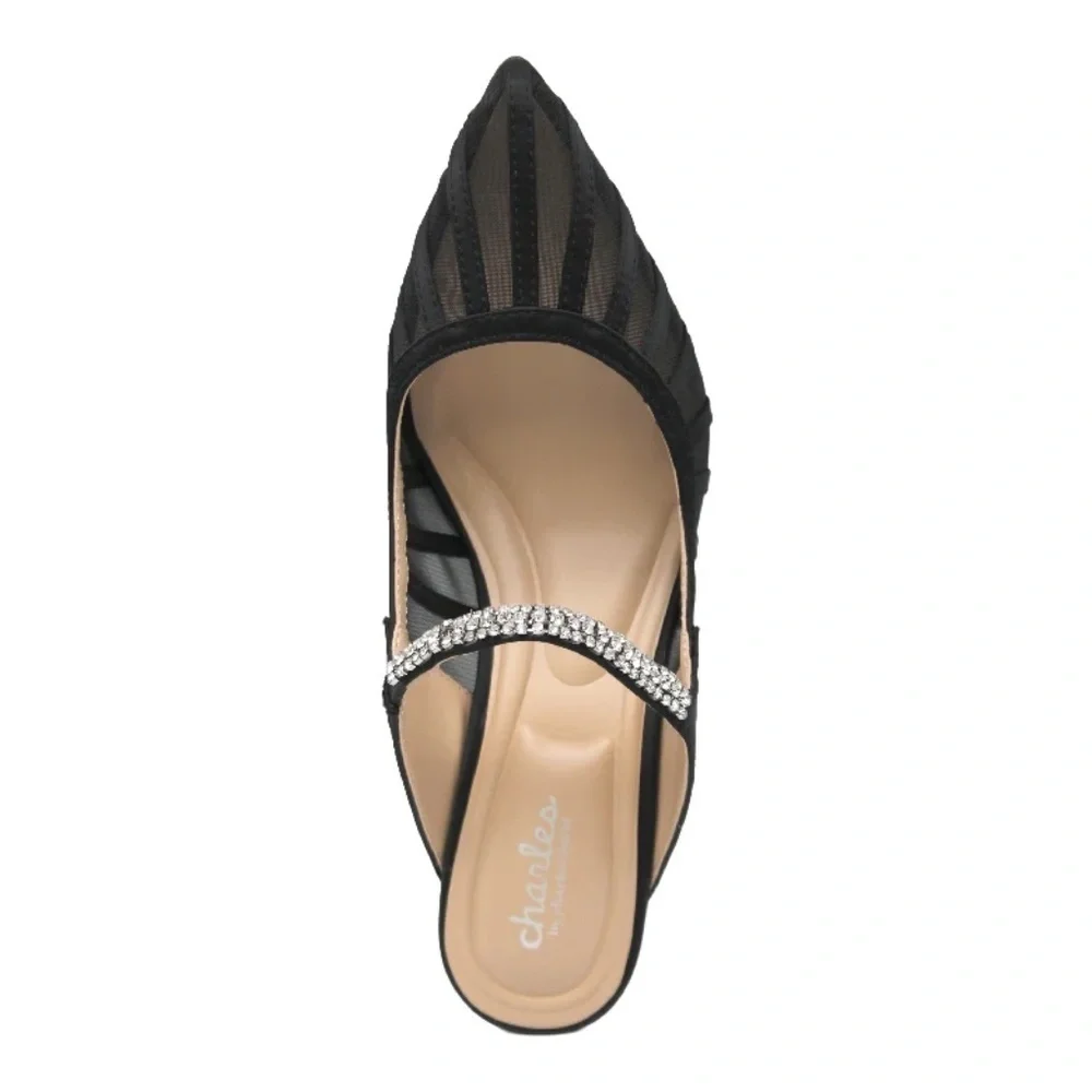 CHARLES BY CHARLES DAVID Womens Swell Embellished Strap Mesh Pumps Black 5.5 NWT